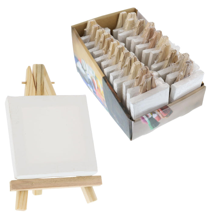 Mini Leinwand mit Staffelei Set, 24 Stück, Keilrahmen Leinwand, perfekt zum Malen und Basteln, geeig