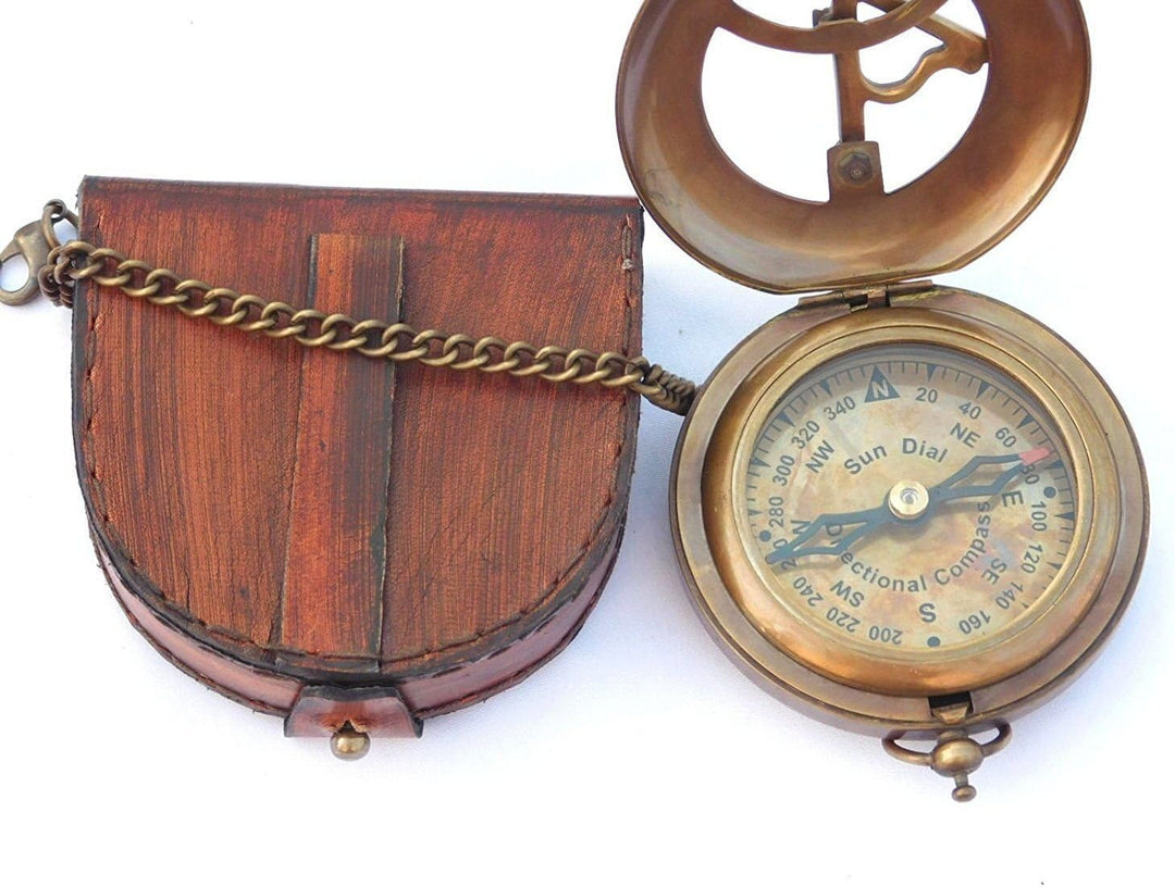 Vintage-Kompass, Euphoria, Kompass, Box|-Compass|Compass für Hiking|Compass Outdoor|Vintage, in Lede