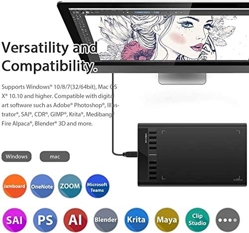 XP-PEN Grafiktablett Star03 V2, 30,5 cm, 8 Tasten, Hotkeys Stylus, ohne Batterien mit 8192 Ebenen