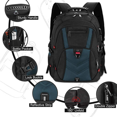 NEWHEY Laptop Rucksack Herren 18 Zoll Schulrucksack Jungen Teenager 18,4 USB Arbeit Business Wasserd