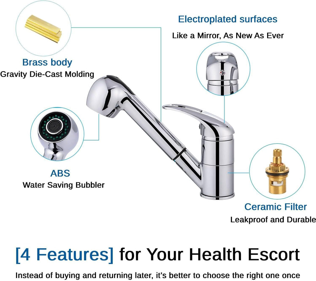 Himimi® Küchenarmatur 360 ° Drehbare| ausziehbar Wasserhahn Mit 2 Sprüharten (Spray & Strahl)| Edels