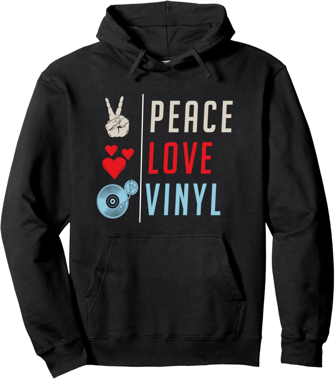 Peace Love Schallplattenspieler aus Vinyl Pullover Hoodie