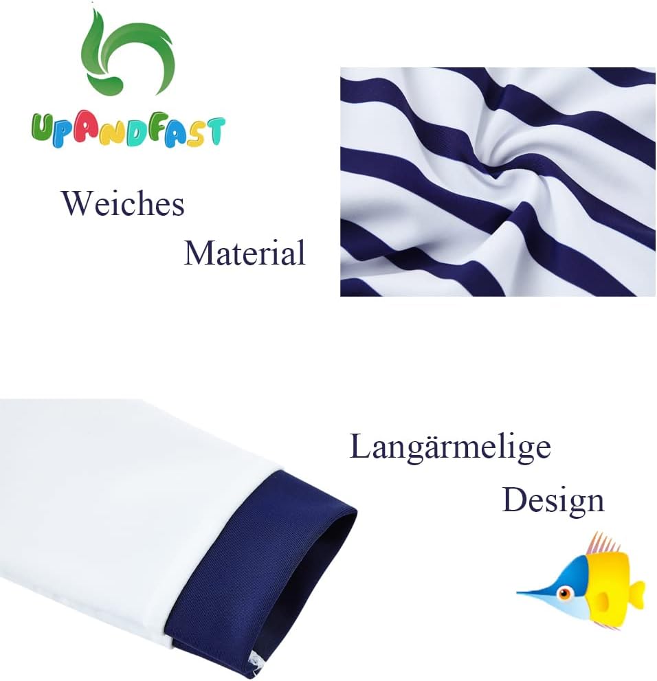 upandfast Baby Badeanzug mit Sonnenhut UPF 50+ Badebekleidung für Baby 12-18 Monate Neuer Streifen,