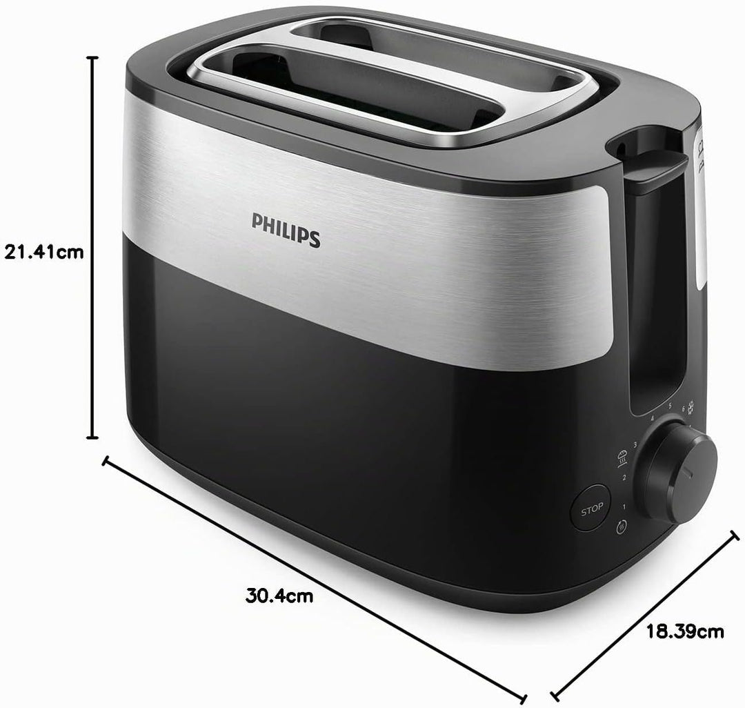 Philips Toaster – 2 Toastschlitze, 8 Stufen, Brötchenaufsatz, Auftaufunktion, Abschaltautomatik, sch