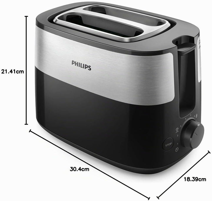 Philips Toaster – 2 Toastschlitze, 8 Stufen, Brötchenaufsatz, Auftaufunktion, Abschaltautomatik, sch