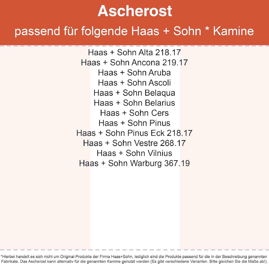 Kaminrost/Ascherost Eckig 360 x 224 x 15 mm passend für Haas+Sohn ** Kaminöfen inkl. Modellübersicht