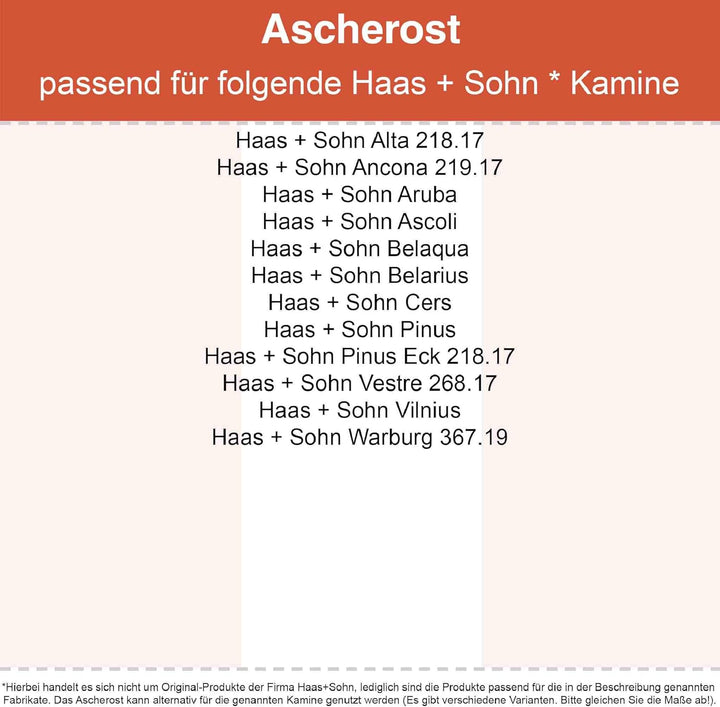 Kaminrost/Ascherost Eckig 360 x 224 x 15 mm passend für Haas+Sohn ** Kaminöfen inkl. Modellübersicht