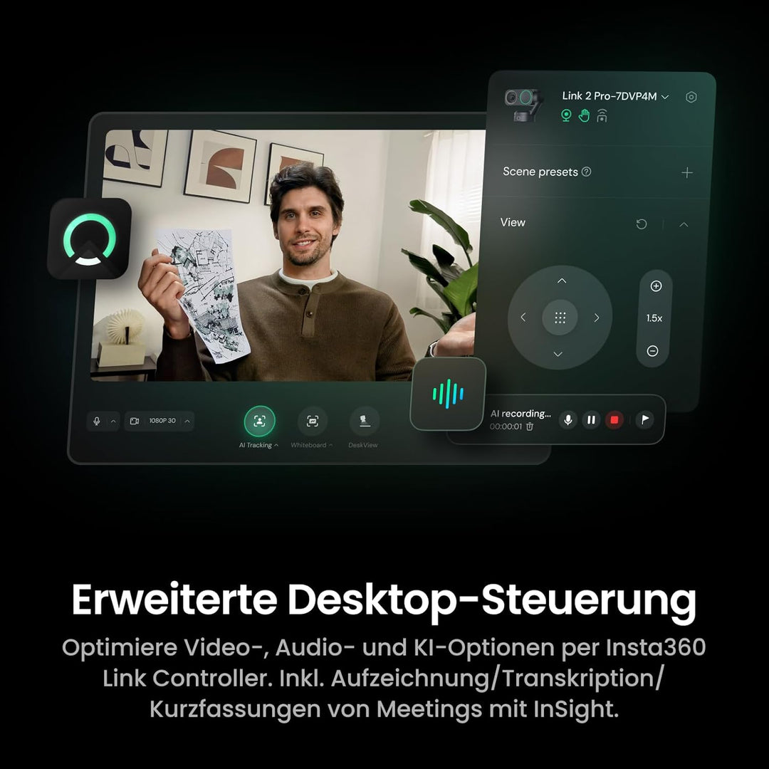 Insta360 PUC3 Webcam Get Set Bundle Graphitschwarz Auf Geht&