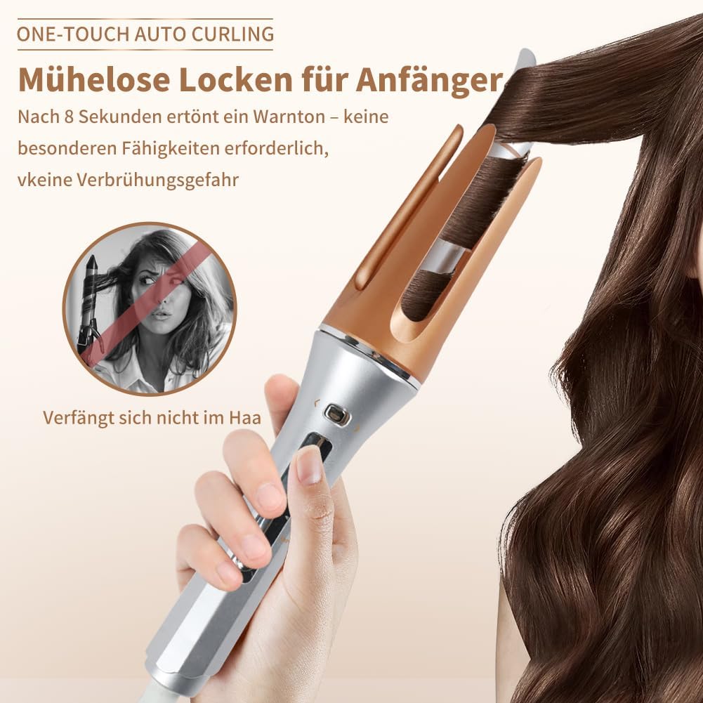 Aohcae automatischer lockenstab, 3 Temperaturstufen (170-210°C) lockenwickler aufheizbar, 25mm hair