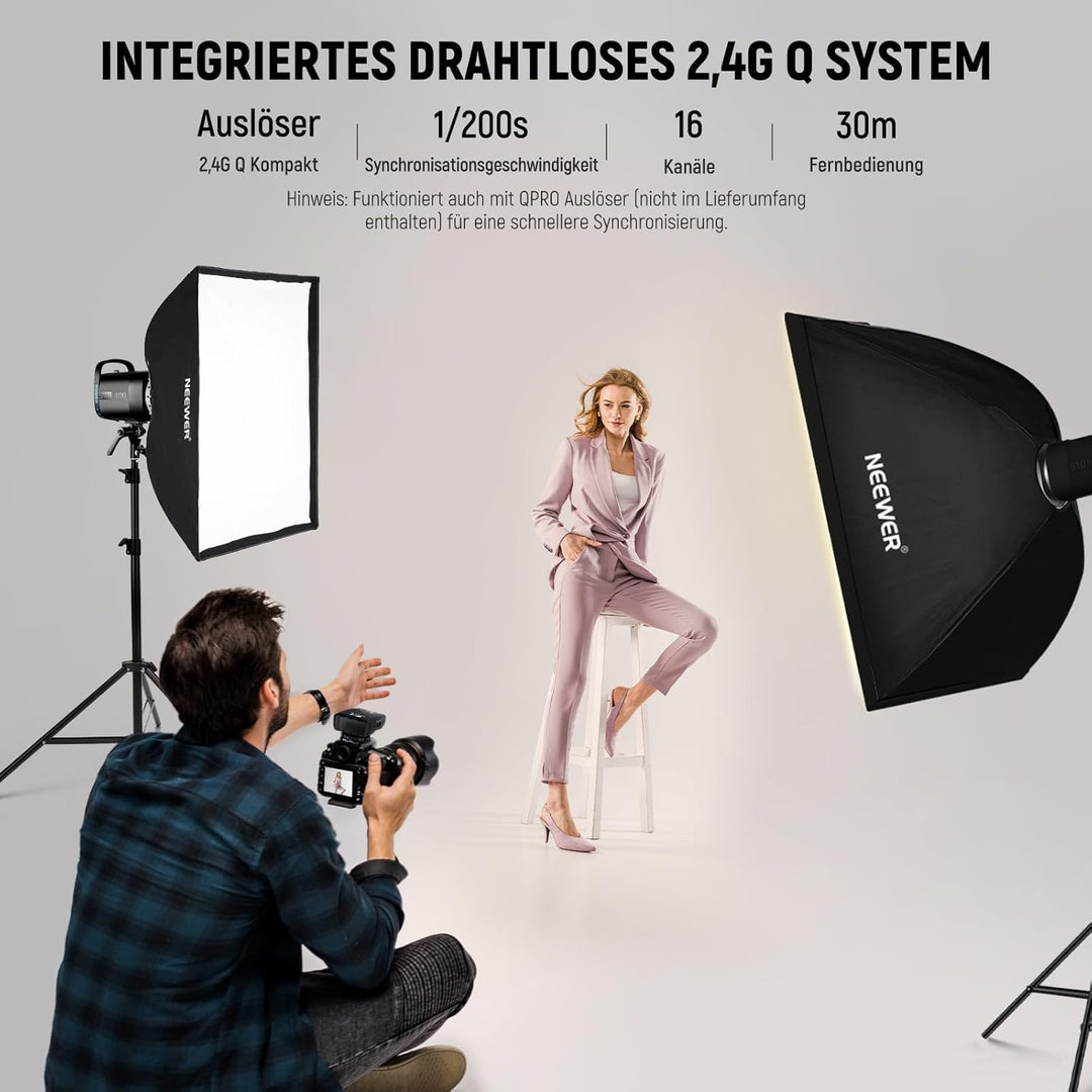 NEEWER 800Ws Studio Monolight Strobe Flash Set: 2er Pack S101-400W PRO 5600K Blitzlicht Studio mit 2