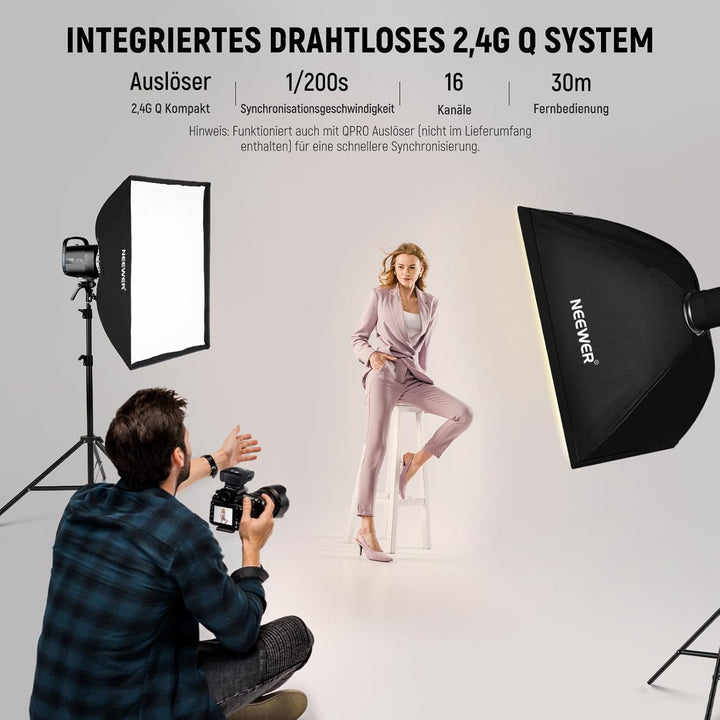 NEEWER 800Ws Studio Monolight Strobe Flash Set: 2er Pack S101-400W PRO 5600K Blitzlicht Studio mit 2