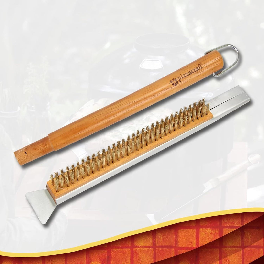 Pizza-Ofen-Bürste,Kupferdraht-Pizzastein-Reinigungsbürste mit Schaber,Grill-Grill-Reinigungswerkzeug