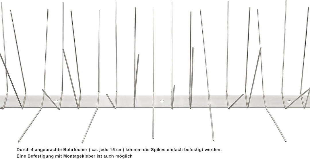 Profi Edelstahl Taubenspikes 6 Reihig - Effektive Taubenabwehr- Vogelabwehr Edelstahlleiste Spikes f