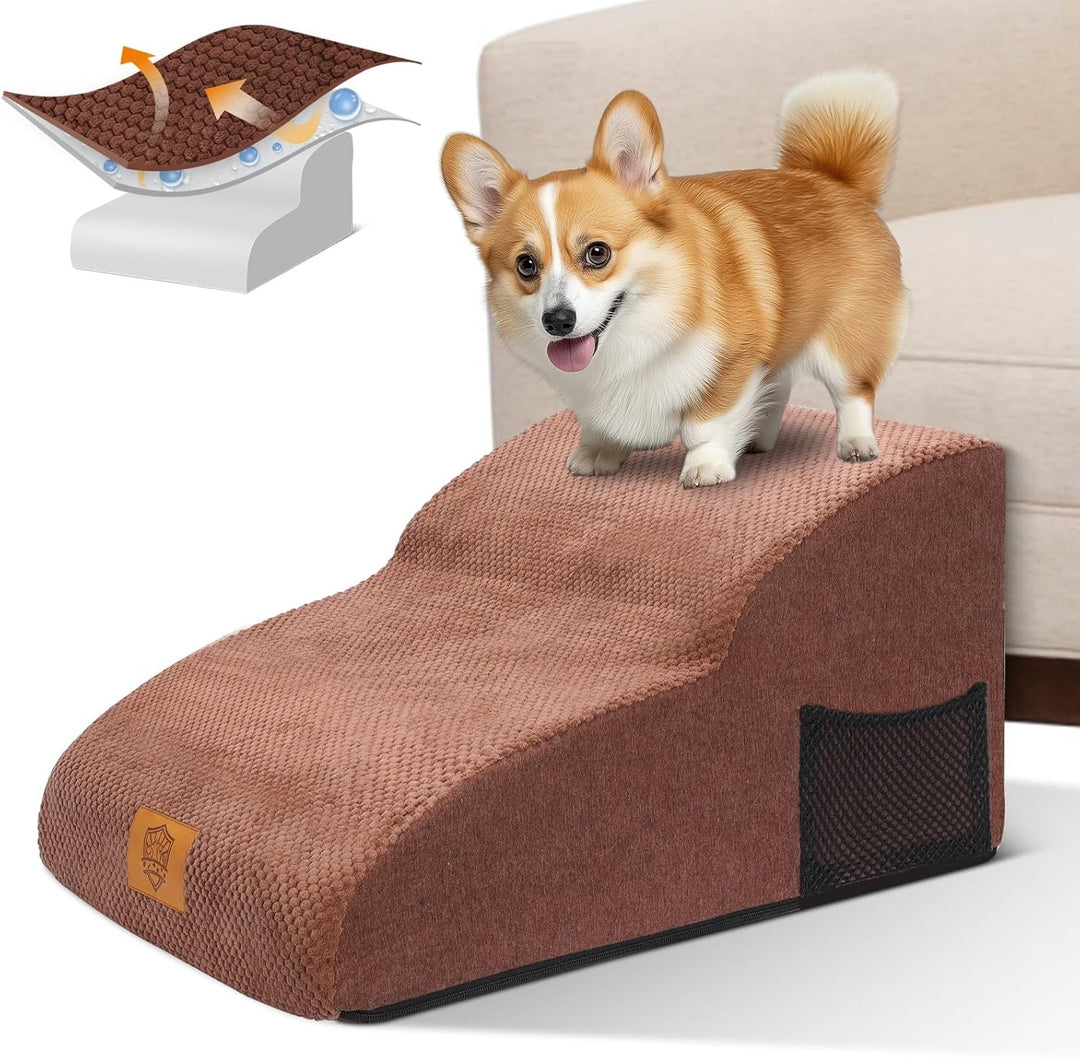 MASTERTOP Hundetreppe 2 Stufen- Breiter Hunderampe Katzentreppe, Hochdichtem Schaumstoff Haustiertre