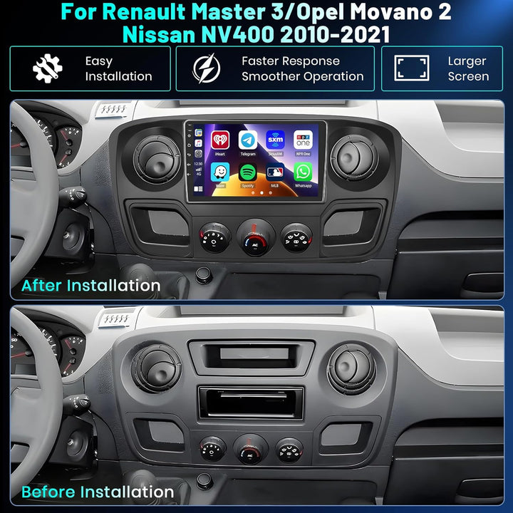 Hikity 4+64GB Android 15 Autoradio für Renault Master 3/Opel Movano 2/Nissan NV400 2010-2021 Mit Car