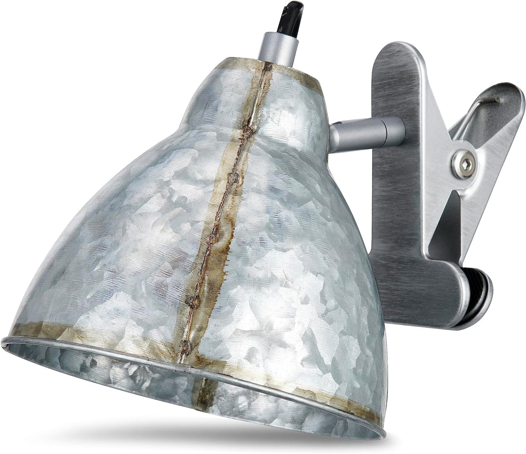 REV – Klemmlampe im angesagten Retro-Look mit E27 Fassung Zinkfarben – Leselampe Bett IP20 schwenkba