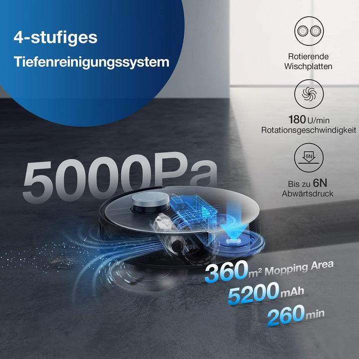 ECOVACS DEEBOT X1 OMNI, Staubsaugerroboter mit Wischfunktion und multifunktionaler Reinigungsstation