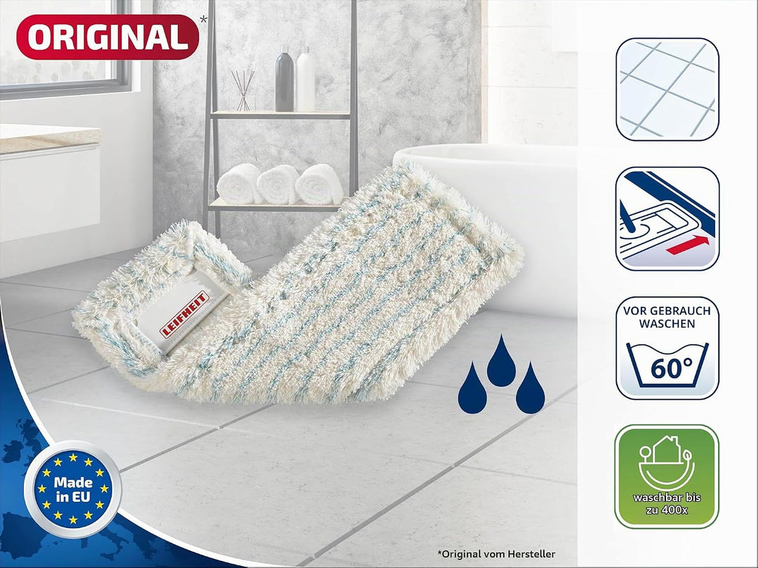 Leifheit Wischbezug Profi XL Cotton Plus 5er Set, Ersatzbezug für Steinböden und Fliesen, saugfähige