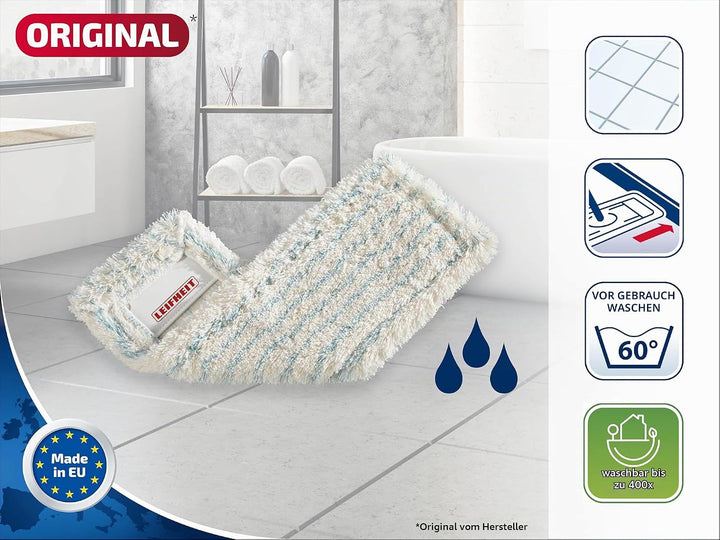 Leifheit Wischbezug Profi XL Cotton Plus 5er Set, Ersatzbezug für Steinböden und Fliesen, saugfähige