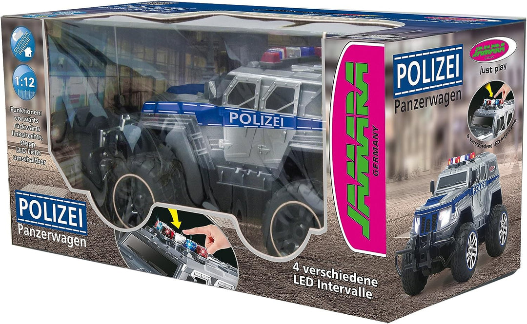 JAMARA 410032 - Polizei Panzerwagen Monstertruck 1:12 LED 27MHz - 11 LED Signallichter ausschaltbar,