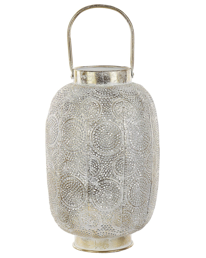 Dekorative Laterne mit Verzierungen H: 40 cm Gold aus Metall und Glas Lantau