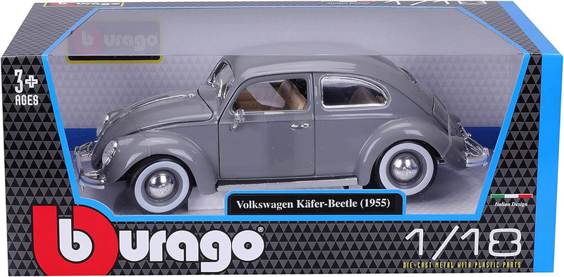 Bburago Volkswagen Käfer (1955): Modellauto im Massstab 1:18, Türen, Kofferraum und Motorhaube beweg