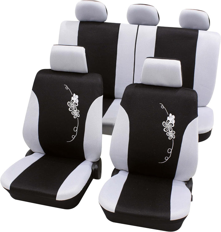 Petex Sitzbezugset Universal Eco Class Flower weiss 17-teilig Grösse SAB 1 Vario Plus