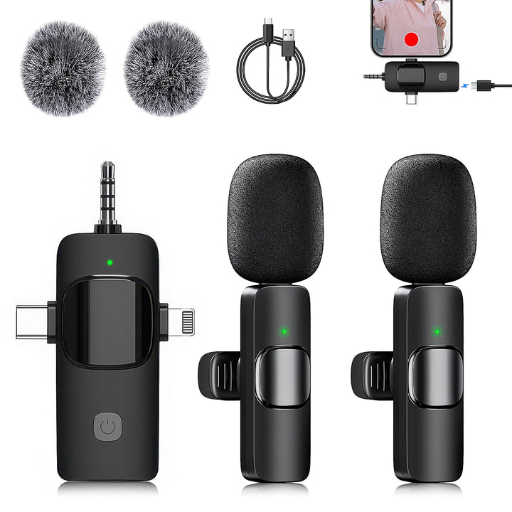 Kabelloses Lavalier Mikrofon für Handy/iPhone//iPad/Kamera, Mini Mikrofon für Live-Streaming, Rausch