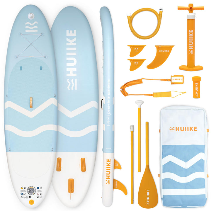 HUIIKE Stand Up Paddling Board mit Zubehör, Paddel, Finnen, Leash, Pumpe, Rucksack. SUP-Board Aufbla