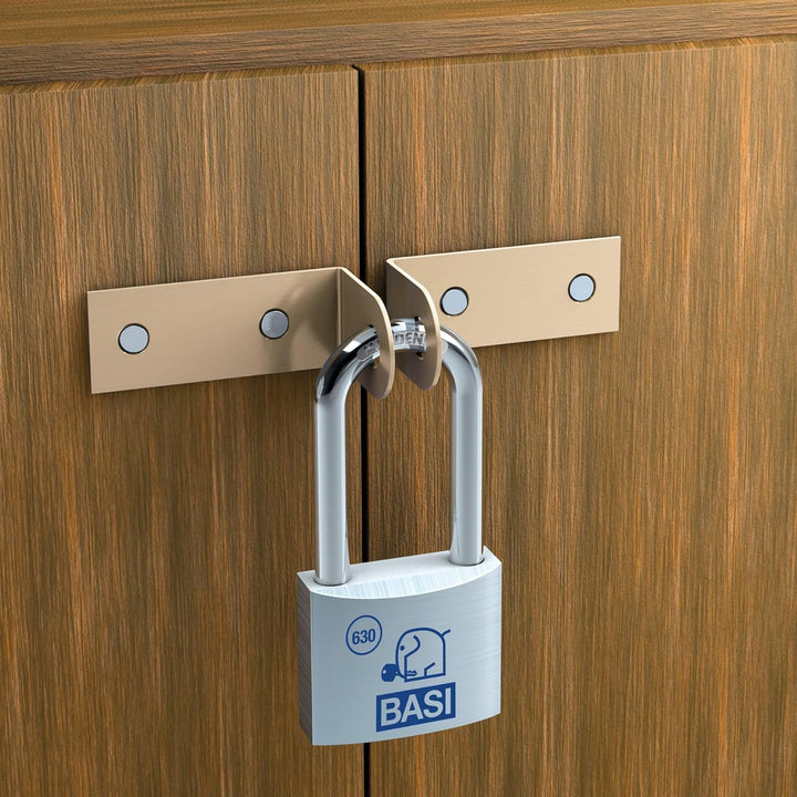 BASI | 4er Set Vorhangschloss | 30 mm | verschiedenschliessend | hoher Bügel | massives Aluminium-Ge