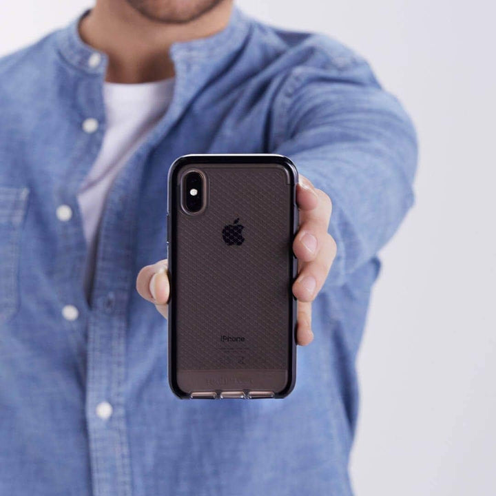 tech21 Protective Apple iPhone XS Max Case Thin Patterned Back Cover with FlexShock - Evo Check - Sm