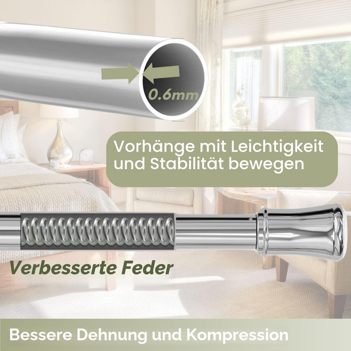 Gardinenstange ohne Bohren Teleskopstange Ausziehbare Kleiderstange zum Duschvorhangstange Einstellb