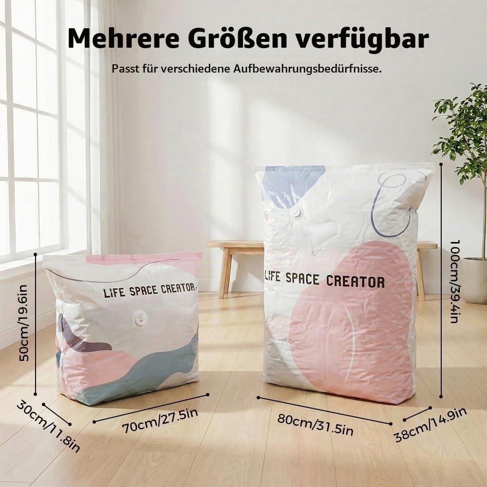 2PCS No-Pump Large Vacuum Storage Compression Bags, Vakuumbeutel ohne Pumpe, Vacuum Storage Bags,Ver