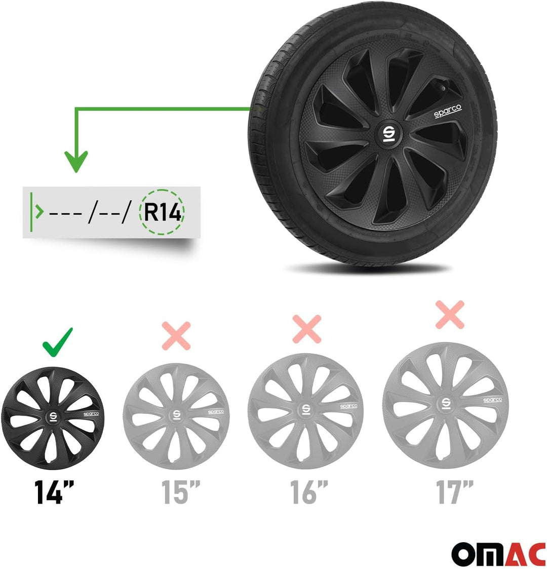 Satz Sparco Radzierblenden Sicilia 14-Zoll Schwarz/Karbon