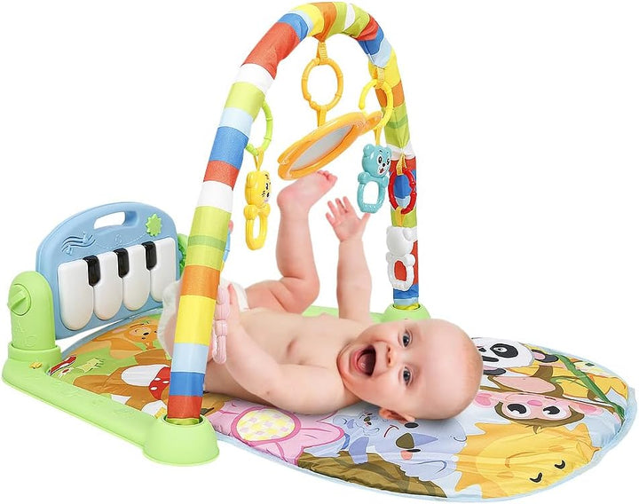 Krabbeldecke für Babys, mit Spielbögen, bunt, mit niedlichen Motiven, die Babys anziehen, A-Grün, A-