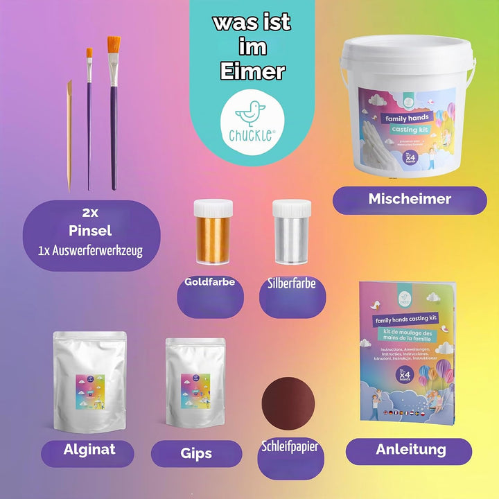 chuckle XL 3D Gipsabdruck Handabdruck Set Für Paare Und Familien – Kreatives Gipsabdruck Set Für Hoc
