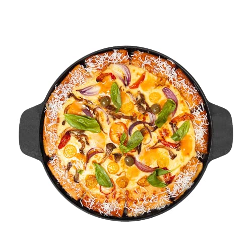 Cheffinger Alu Guss Pizza Brot Grill Pfanne Ø32cm Induktion Bratpfanne Handschuhe Braten