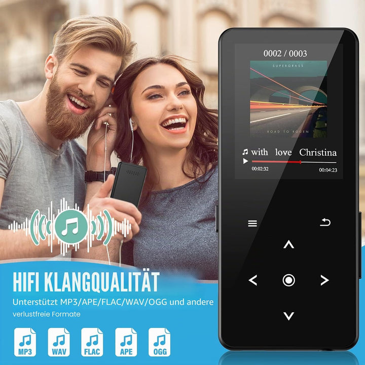 MP3 Player Bluetooth 5.0 Sport Musik-Player 32GB HiFi Verlustfreier Ton Walkman Eingebauter HD-Lauts