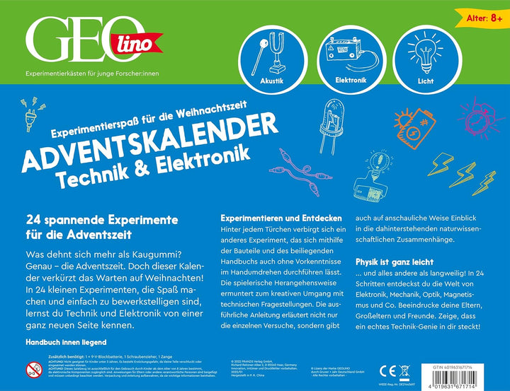FRANZIS 67171 - GEOlino Adventskalender Technik & Elektronik (Akustik, Elektronik, Licht), Experimen