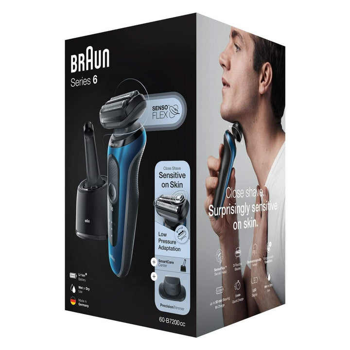 Braun Series 6 60-B7200cc+CCR Foil shaver Trimmer Black Blue