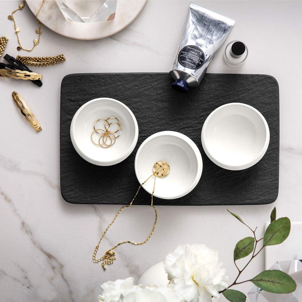 Villeroy & Boch - NewMoon Dipschale 4-teilig Weiss und Schwarz, Spülmaschinenfest, Mikrowellensicher