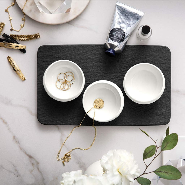 Villeroy & Boch - NewMoon Dipschale 4-teilig Weiss und Schwarz, Spülmaschinenfest, Mikrowellensicher