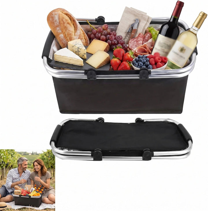 Einkaufskorb Faltbar, Einkaufskorb mit Kühlfunktion, Thermo als Picknickkorb,Tragekorb,Kühlbox Tragb