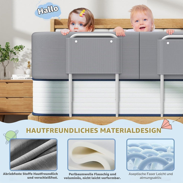 Bettgitter für Kinder – Rausfallschutz und Bettkantenschutz für Babybett und Kinderbett, Höhenverste