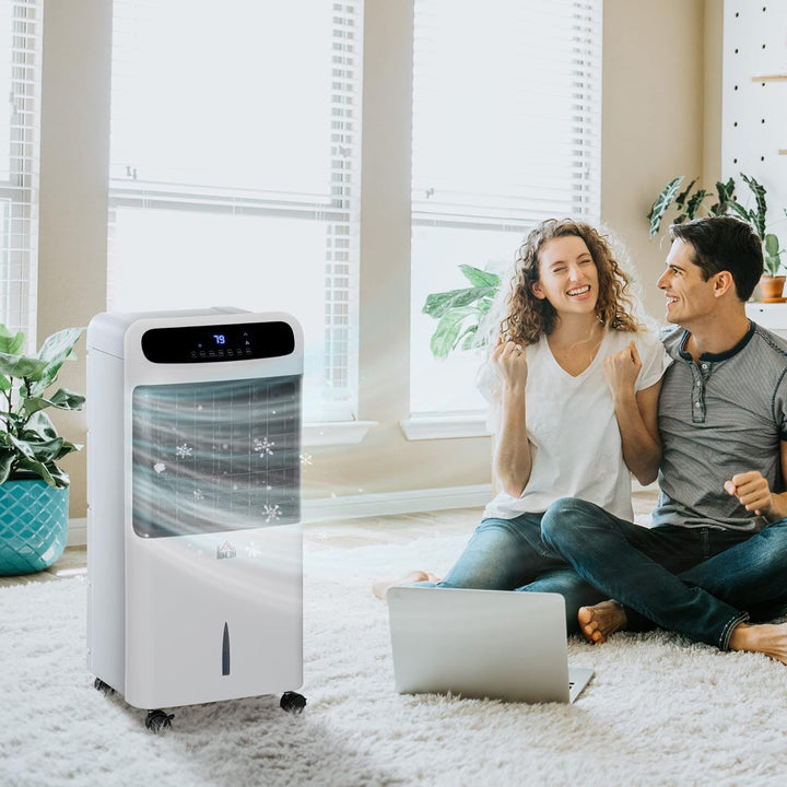 HOMCOM Luftkühler mit Wasserkühlung Leise mit Fernbedienung 81 cm 60° Oszillierende Ventilator Stand