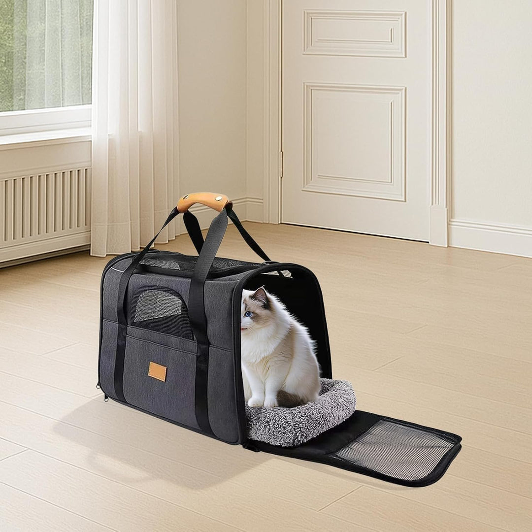 Katzentransporttasche Faltbar für Katzen &amp; Kleine Hunde, 45 × 33 × 35 cm (Schwarz), Schwarz