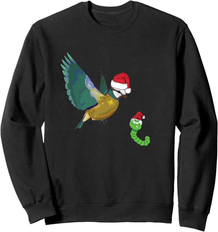 Vogel Und Wurm Mit Weihnachtsmütze - Kinder Sweatshirt