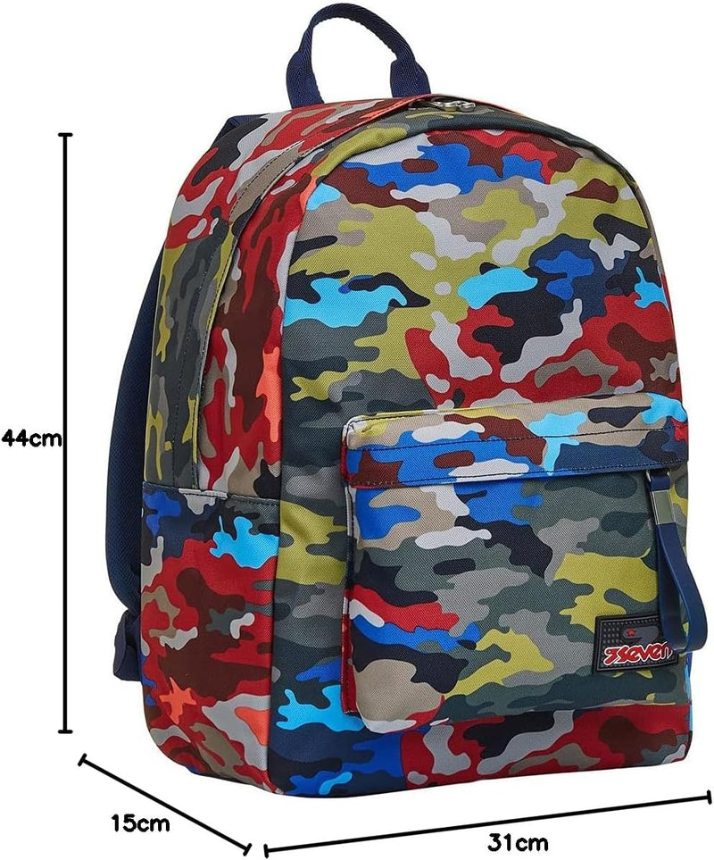 RUCKSACK ISCHOOLPACK SEVEN Geräumige Schultasche für Teenager, Mädchen und Jungen, mit Laptopfach &