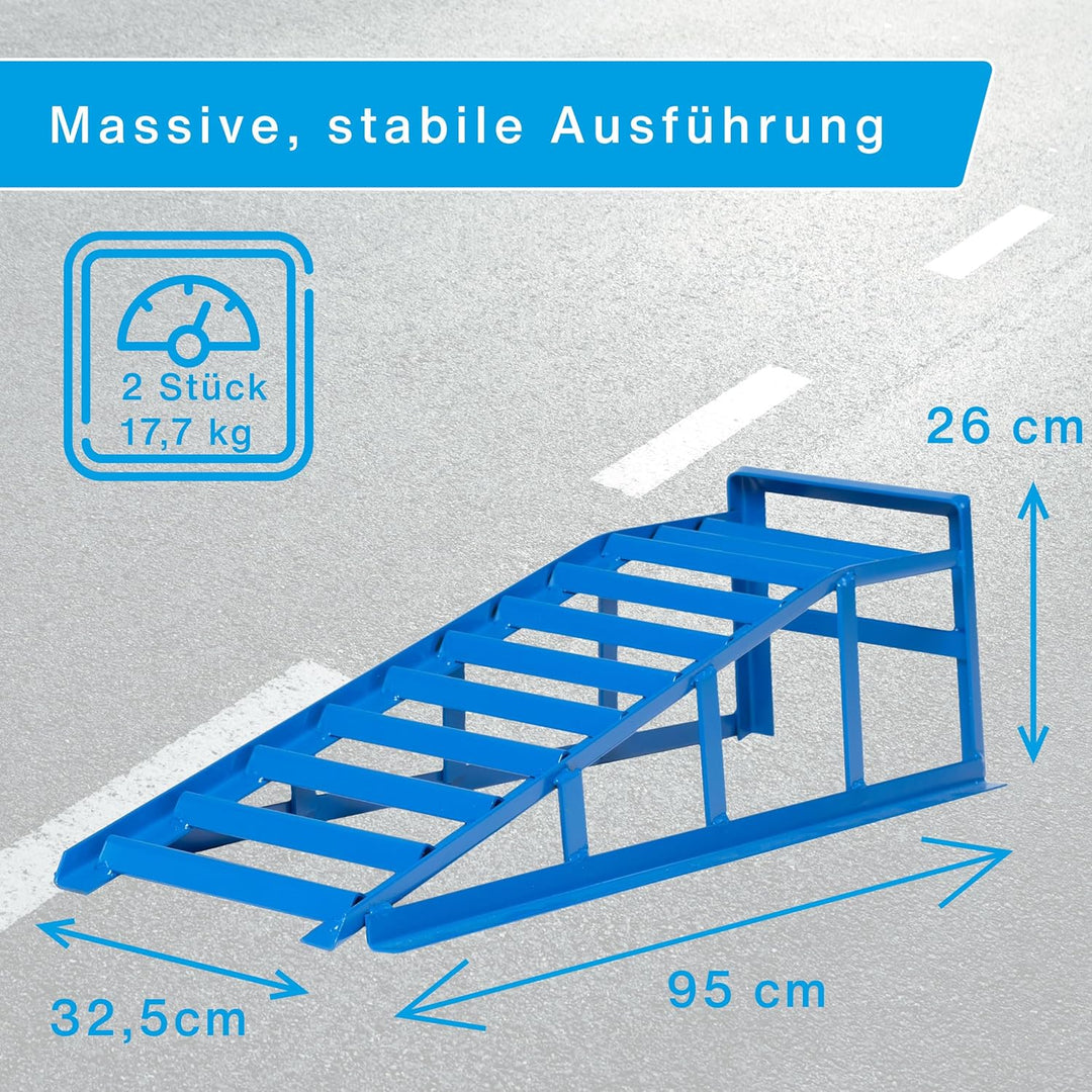 cartrend PKW Auffahrrampen-Set, bis 225 mm Hebebühne Kfz Rampe Auffahrbock Hebeplattform mit Überfah