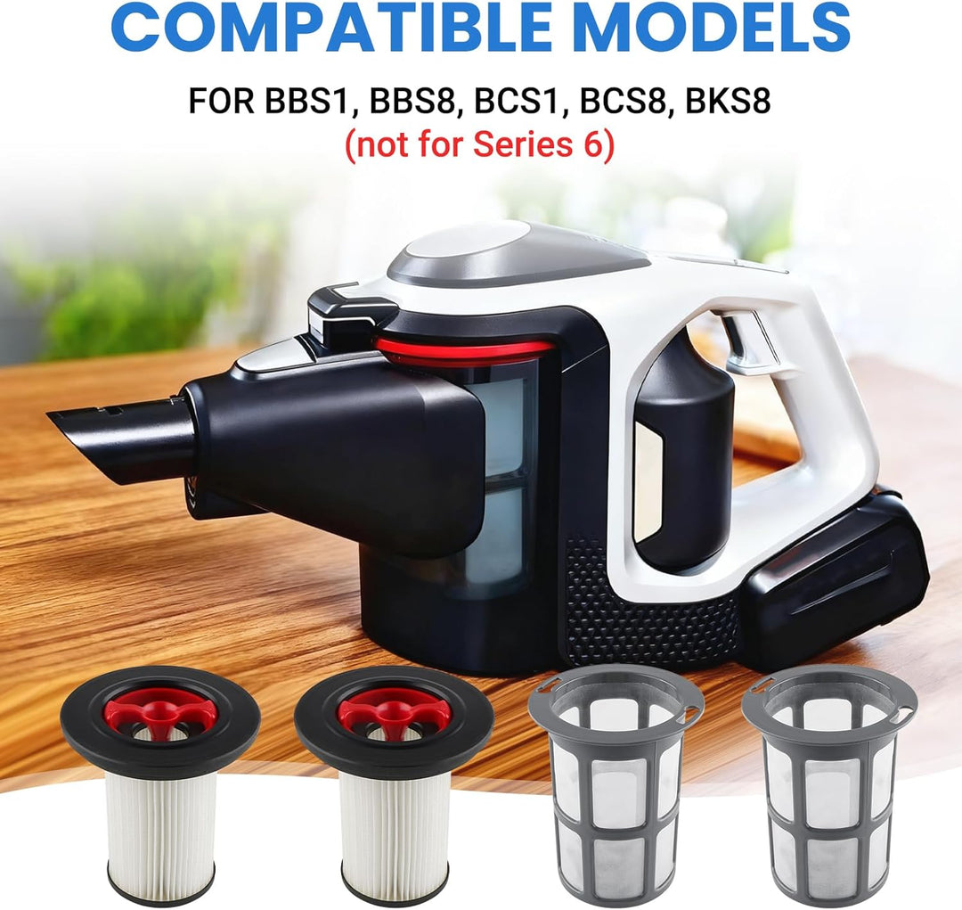 2 Stück Ersatzfilter und Staubsauger Filter Fusselschutz kompatibel mit Bosch Unlimited Gen2 Serie 8
